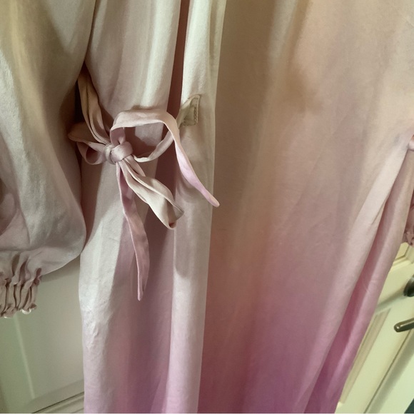 Raquel Allegra Ombré Tie-Waist Midi Dress Sz M/2 Silk Charmeuse Pink Med… - Picture 4 of 7